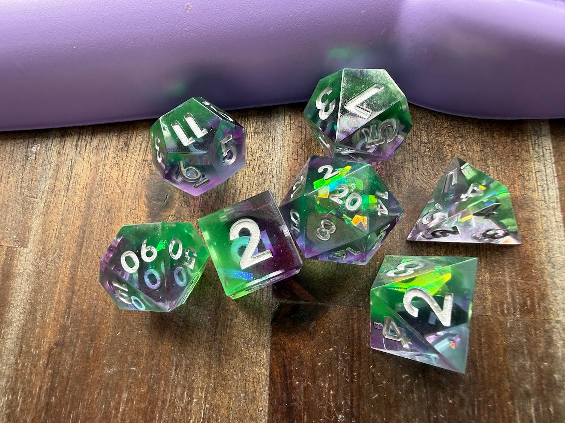 Dark Sea Glass Dice Set - Red Star Dice