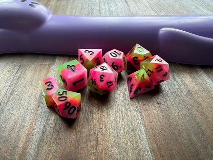 Wet Watermelon Dice Set - Red Star Dice