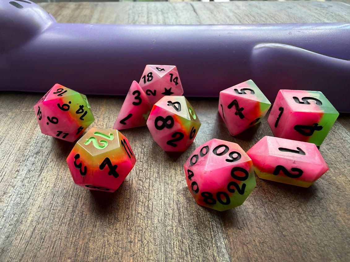Wet Watermelon Dice Set - Red Star Dice