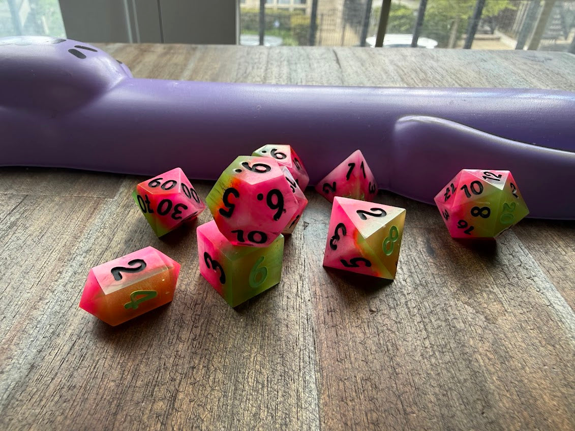 Wet Watermelon Dice Set - Red Star Dice