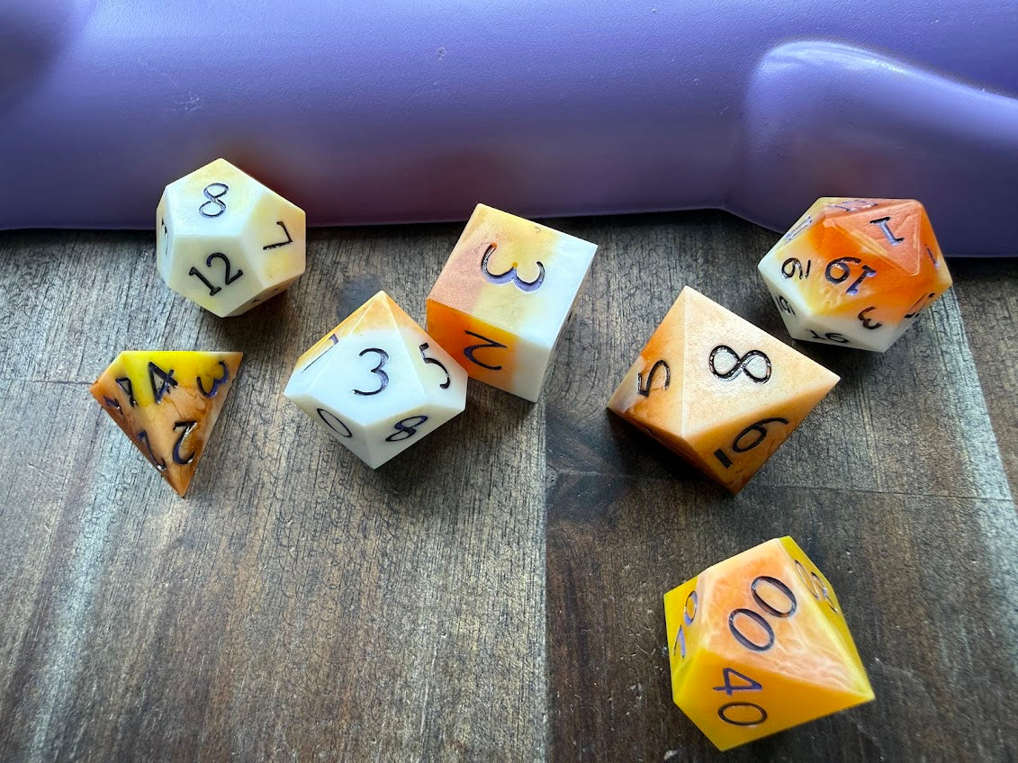 The Candy Corn Debacle Dice Set - Red Star Dice