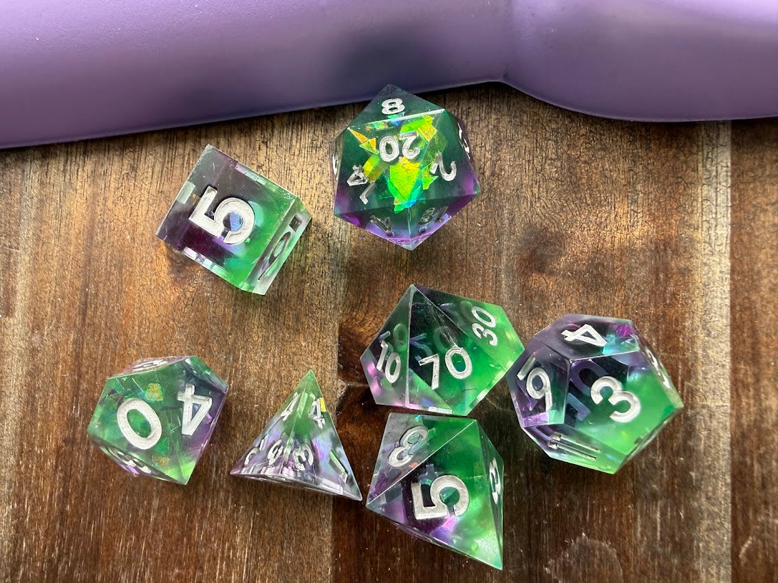Dark Sea Glass Dice Set - Red Star Dice