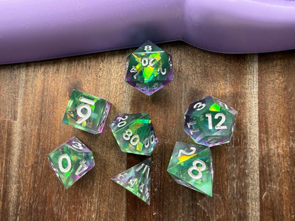 Dark Sea Glass Dice Set - Red Star Dice