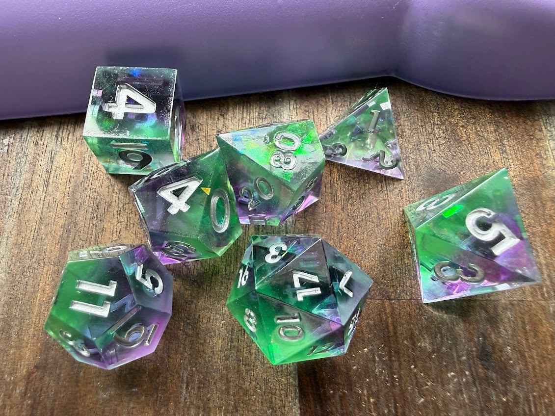 Dark Sea Glass Dice Set - Red Star Dice
