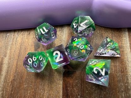 Dark Sea Glass Dice Set - Red Star Dice