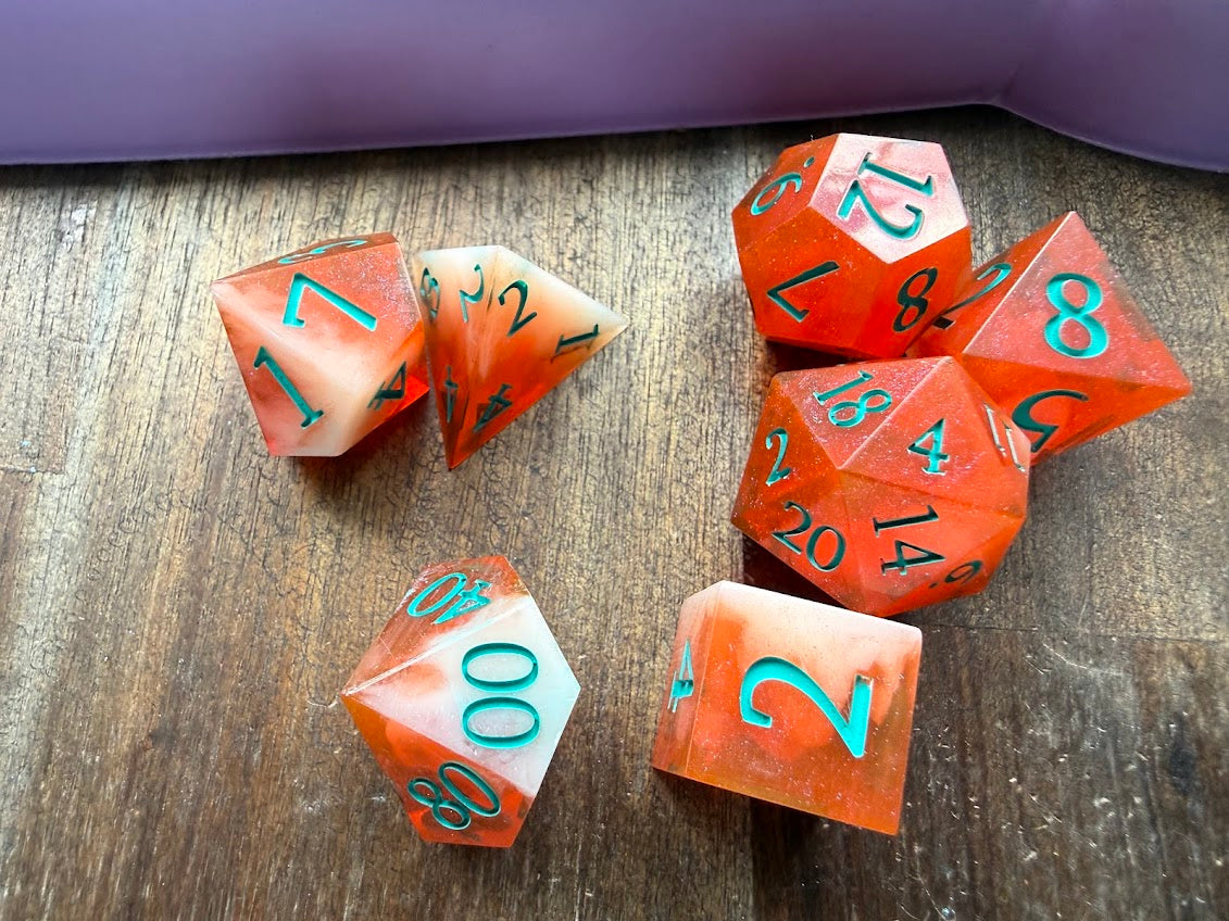 Ocean Dreamsickle Dice Set - Red Star Dice