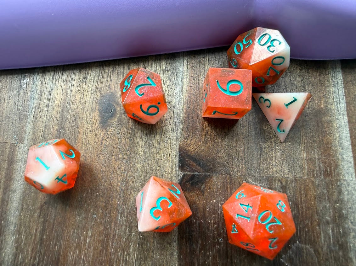 Ocean Dreamsickle Dice Set - Red Star Dice