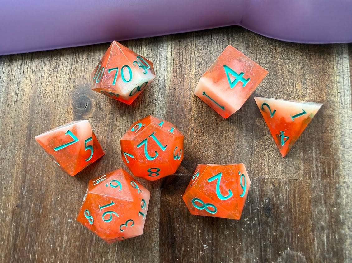 Ocean Dreamsickle Dice Set - Red Star Dice