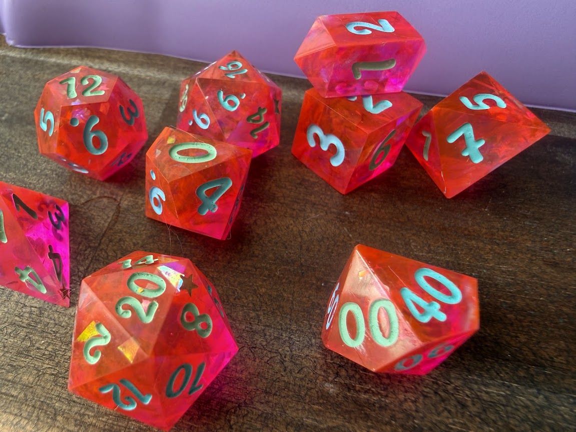 Pink Flo Sparkle - Red Star Dice