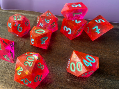 Pink Flo Sparkle - Red Star Dice