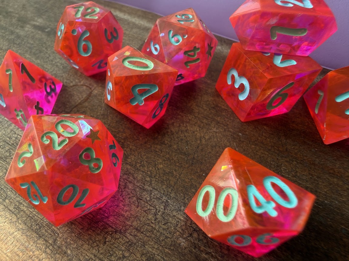 Pink Flo Sparkle - Red Star Dice