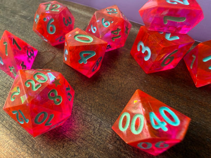 Pink Flo Sparkle - Red Star Dice
