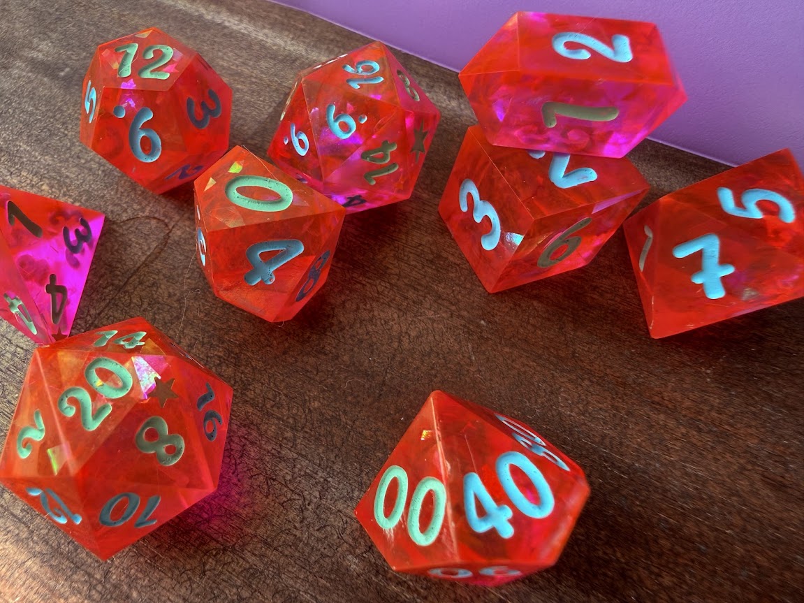 Pink Flo Sparkle - Red Star Dice