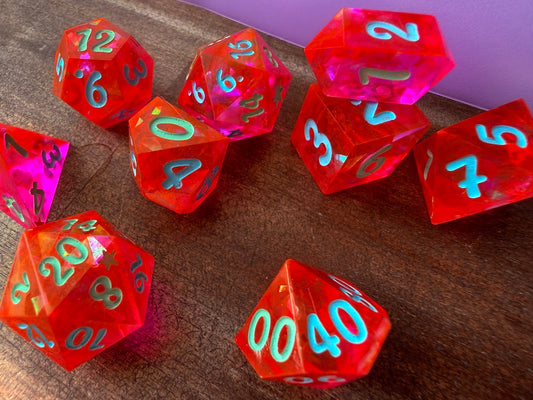 Pink Flo Sparkle - Red Star Dice