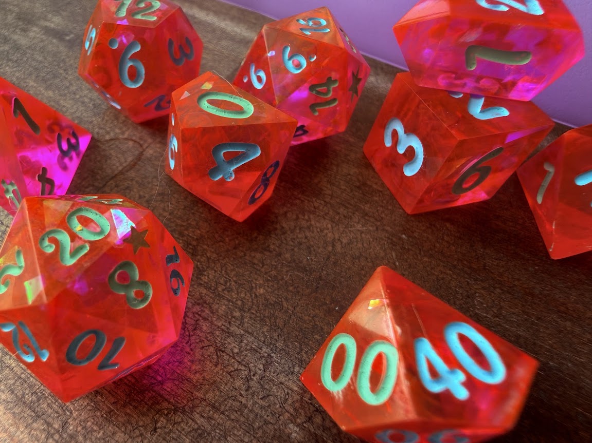 Pink Flo Sparkle - Red Star Dice