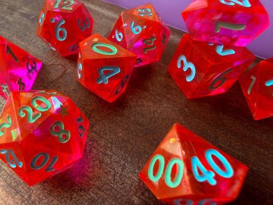 Pink Flo Sparkle - Red Star Dice