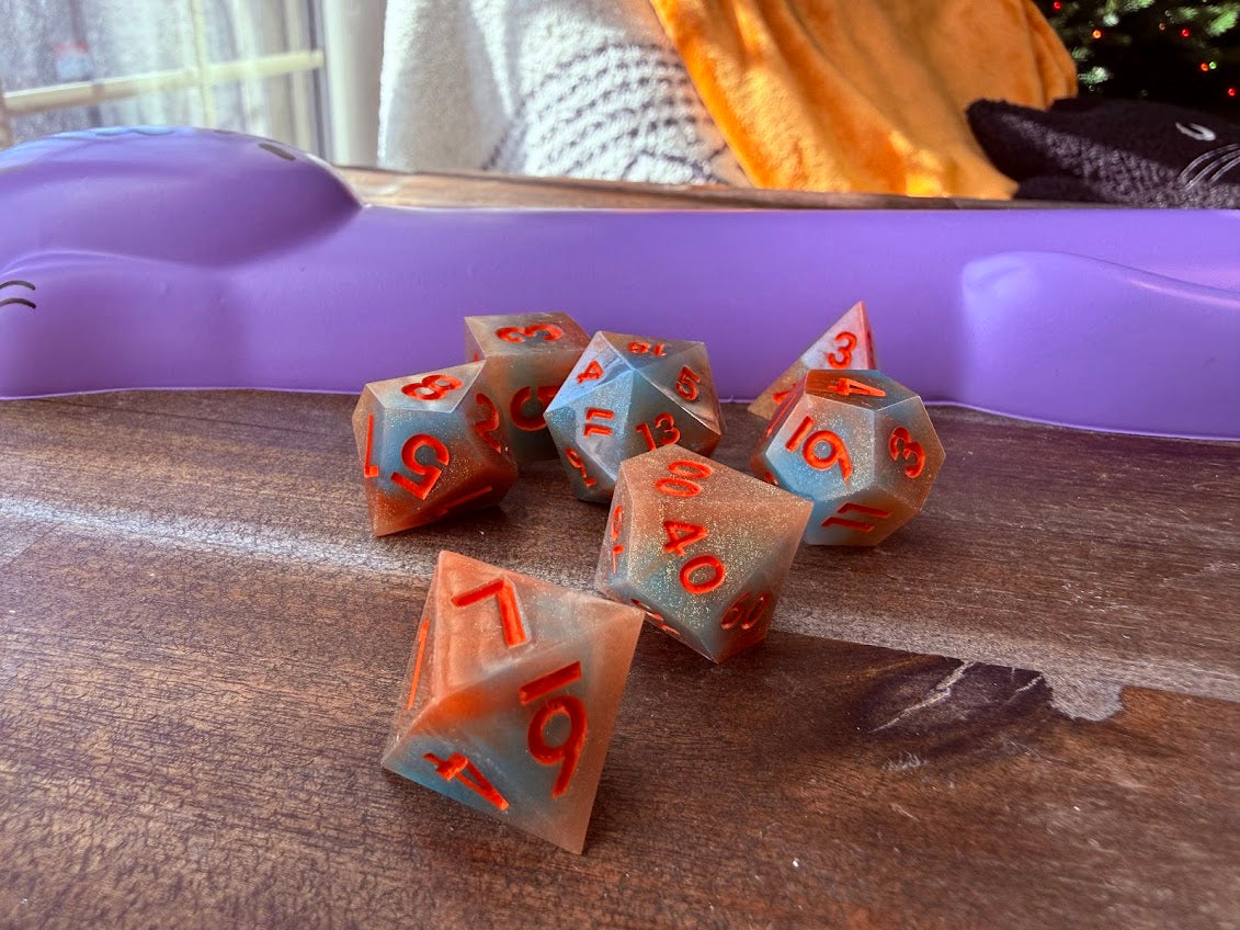Glittery 1950's Dice Set - Red Star Dice
