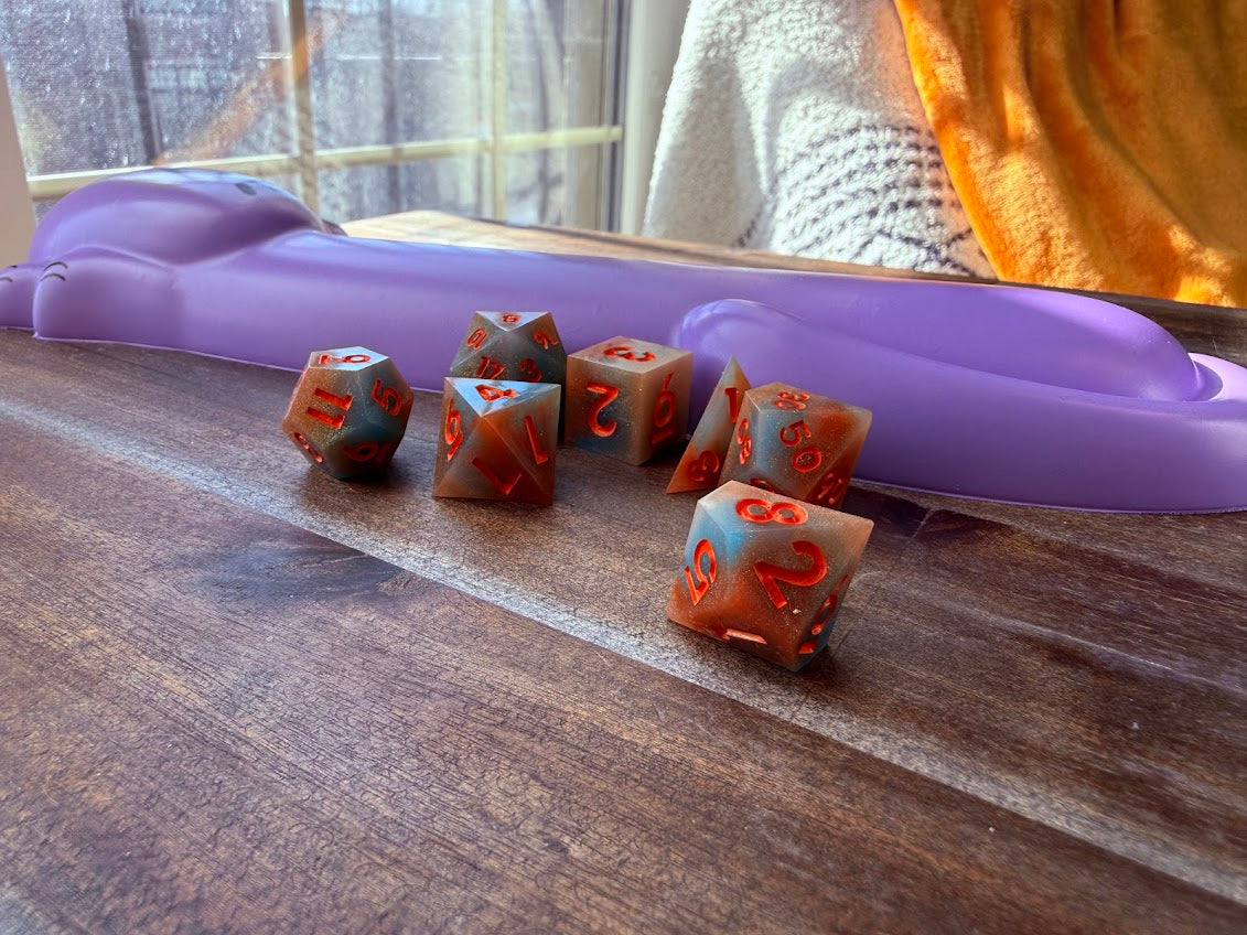 Glittery 1950's Dice Set - Red Star Dice
