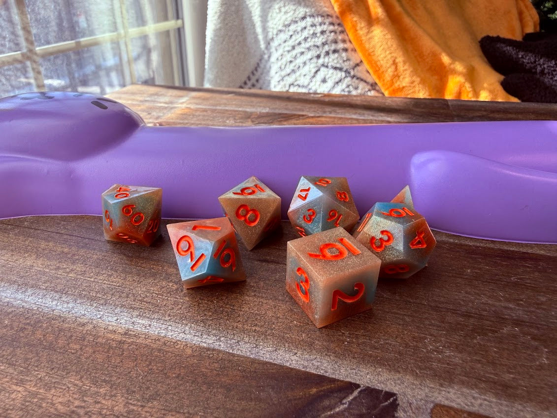 Glittery 1950's Dice Set - Red Star Dice