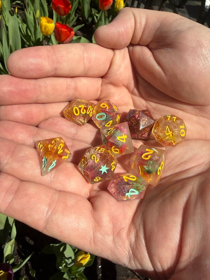 Flower Power Dice Set - Red Star Dice